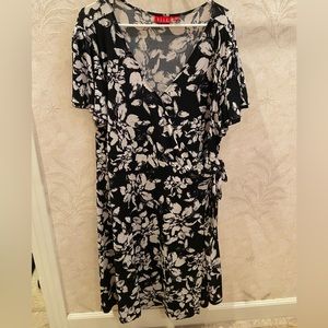 Black and White Plus Size Wrap Dress
